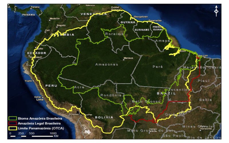 Mapa da Floresta Amazônica.