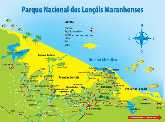 Mapa do Lençóis Maranhenses