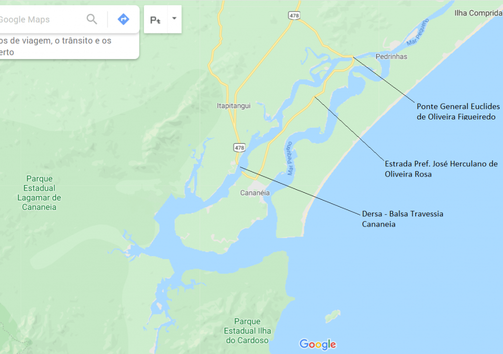 Mapa Como chegar na Ilha do Cardoso