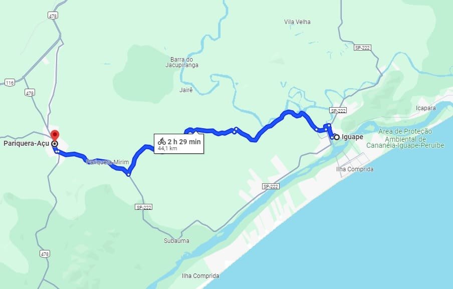 Trecho 2: Circuito Lagamar de Cicloturismo: Iguape à Pariquera-Açu.