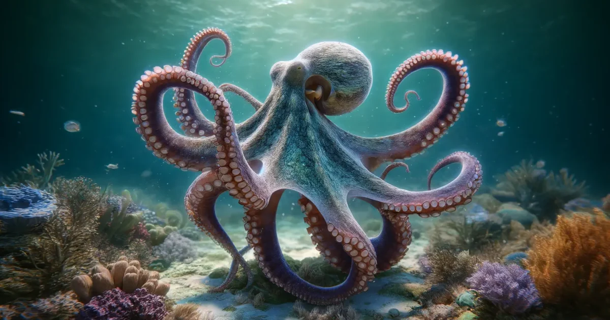 os animais que mudam de cor, neste exemplo o polvo.